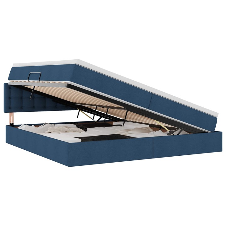 Ágy LED -es lámpákkal fejtámlával Kék 200 x 200 cm szövet, vidaXL, 3371297