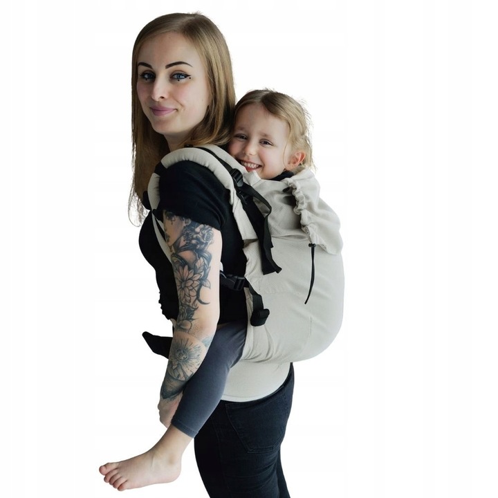 Marsupiu pentru copii Little frog Preschooler Beige Moonstone 2-6 ani, bej, Bumbac, dimensiuni ajustabile, 10-30 kg