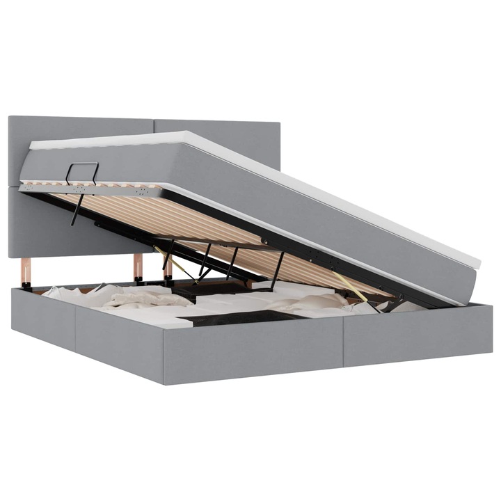 Pat cu saltea vidaXL, si LED cu led Gri deschis 180 x 200 cm Poliester