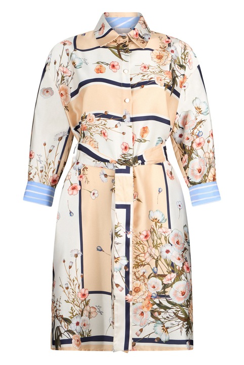 Liu Jo, Рокля тип риза с дълги ръкави, Оранжев/Светлосин, XL