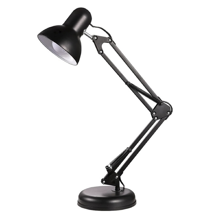 Lampa de birou SUPER TRENDS, brat reglabil, 60W, E27, neagră, 43cm