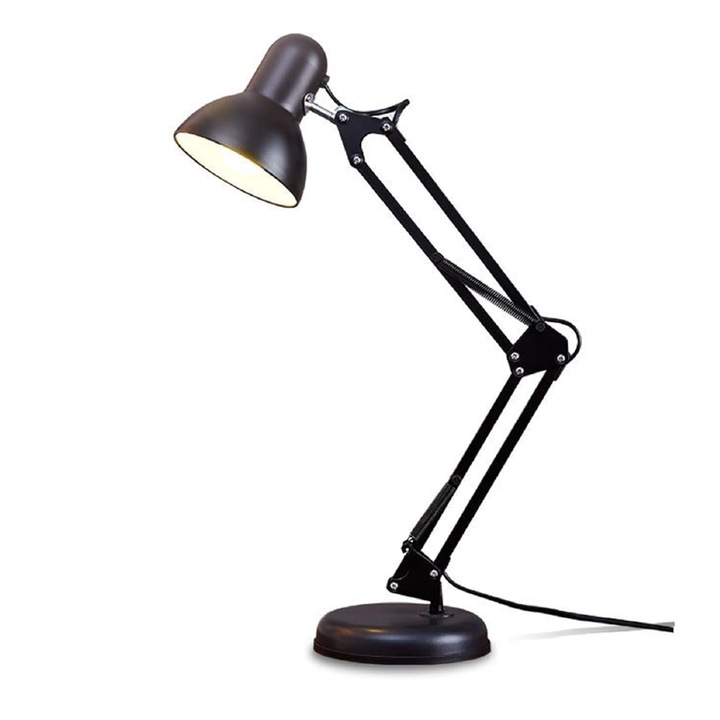 Lampa de birou SUPER TRENDS, brat reglabil, 60W, E27, neagră, 43cm
