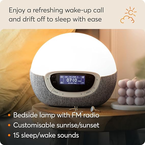 Ceas alarmă cu lumina LUMIE Bodyclock Shine 300, radio, 15 sunete