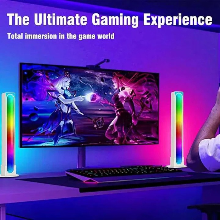 Set 2 Lampi LED RGB Sincronizare Muzicala Negru 28cm