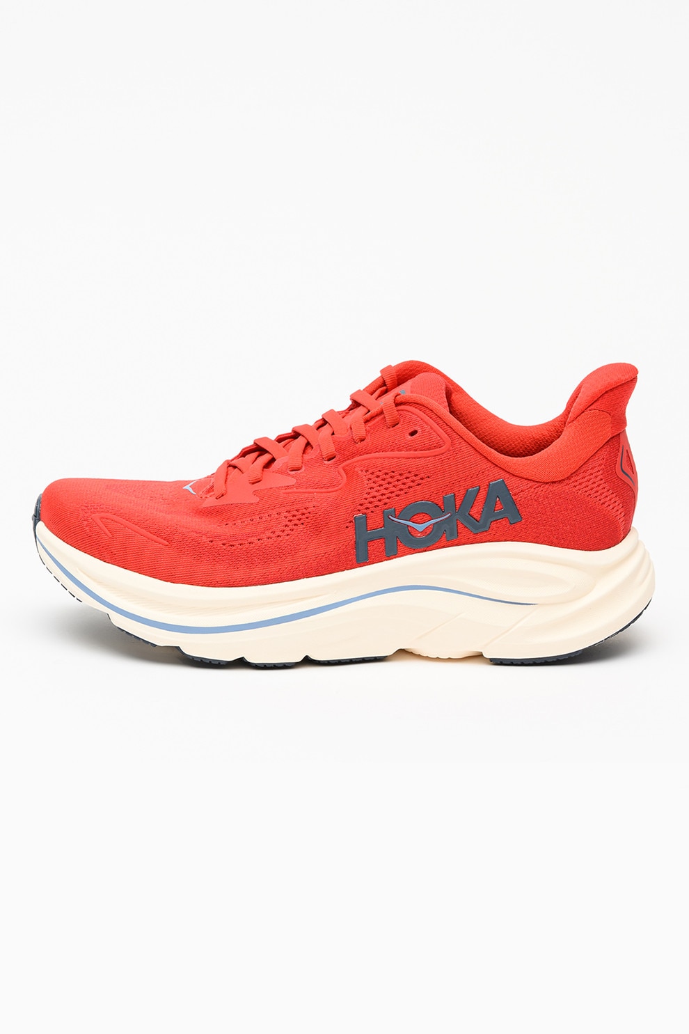 Hoka, Pantofi din plasa Clifton 10 pentru alergare, Rosu, Gri inchis, 9