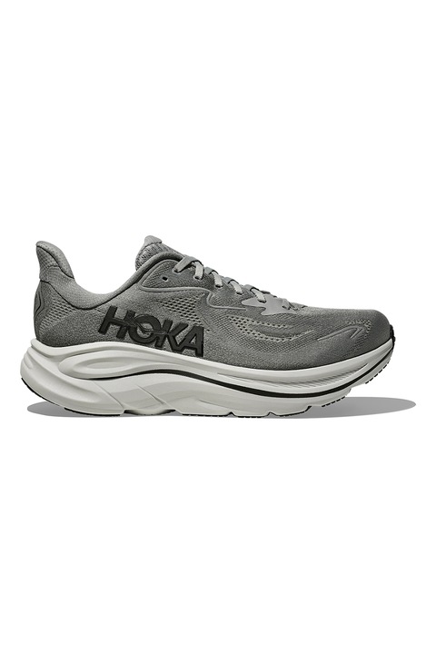 Hoka, Pantofi Clifton 10 cu logo pentru alergare, Negru/Gri