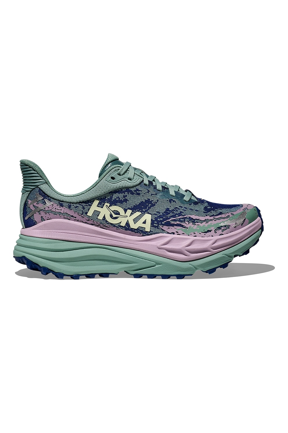 Hoka, Pantofi Stinson 7 pentru alergare pe teren accidentat, Verde pal, Lila, Bleumarin, 7