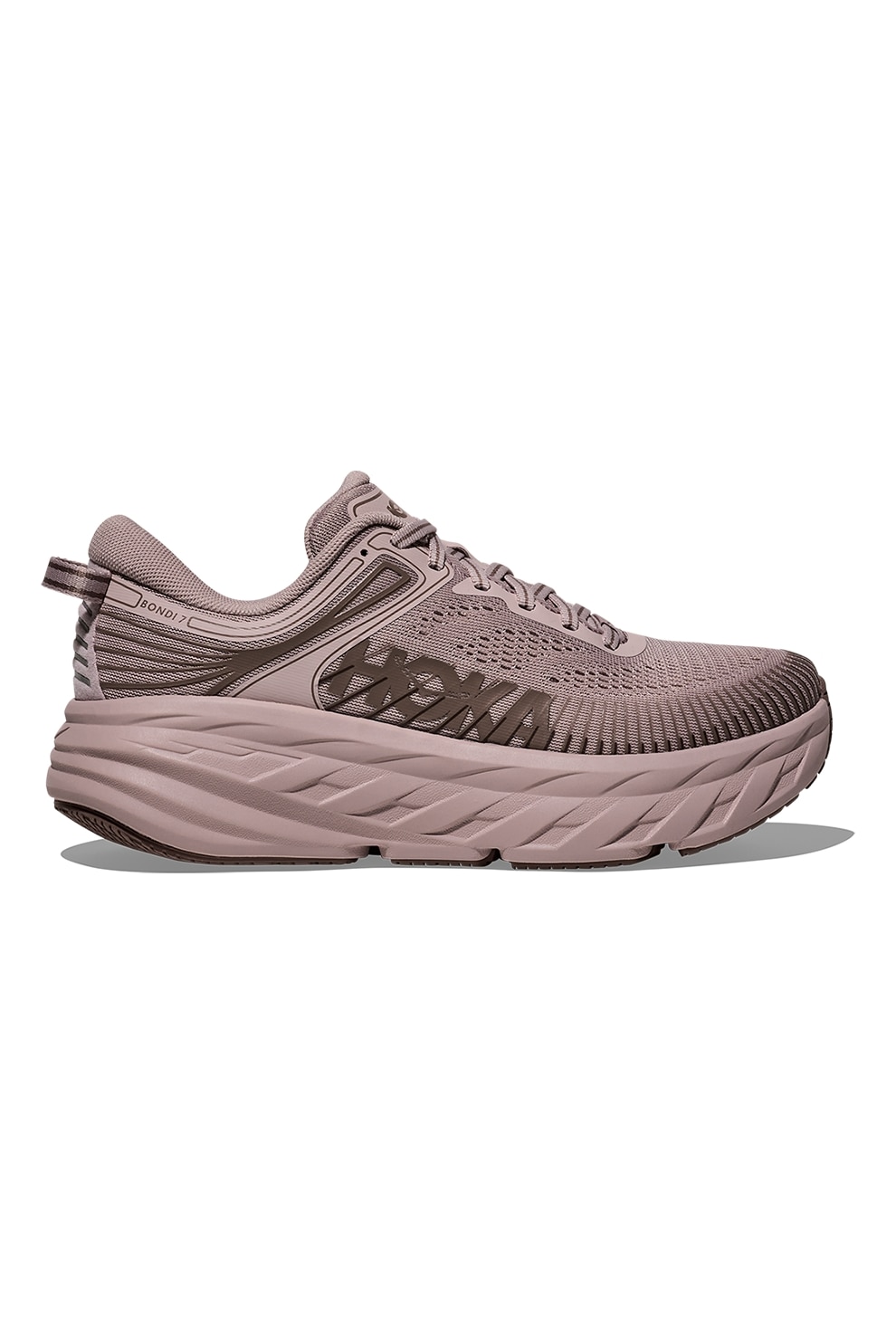 Hoka, Pantofi Bondi 7 din material textil cu insertii din material sintetic, pentru alergare, Violet prafuit, 7
