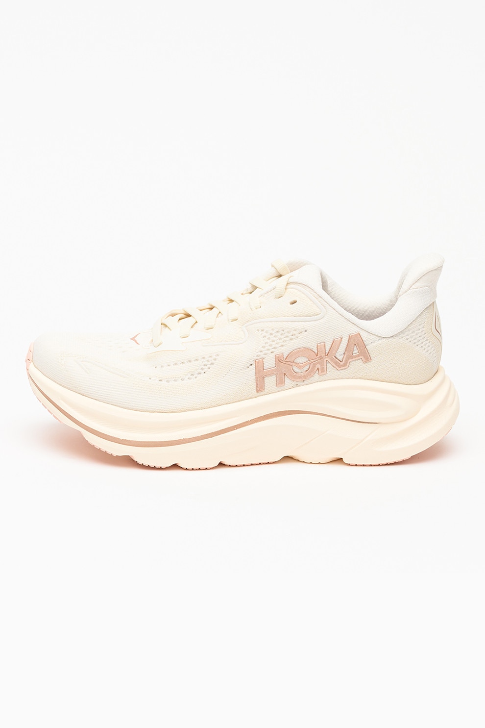 Hoka, Pantofi Clifton 10 cu logo pentru alergare, Crem, 8