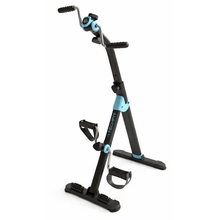 Bicicleta de recuperare pentru maini si picioare TECHFIT ® TCPEDALIER, exercitii acasa, recuperare, mobilitate zilnica, pliabila, rezistenta reglabila, ghidon ajustabil, utilizator: 120 kg, diplay afisaj valori masurate, suport masaj talpi inclus
