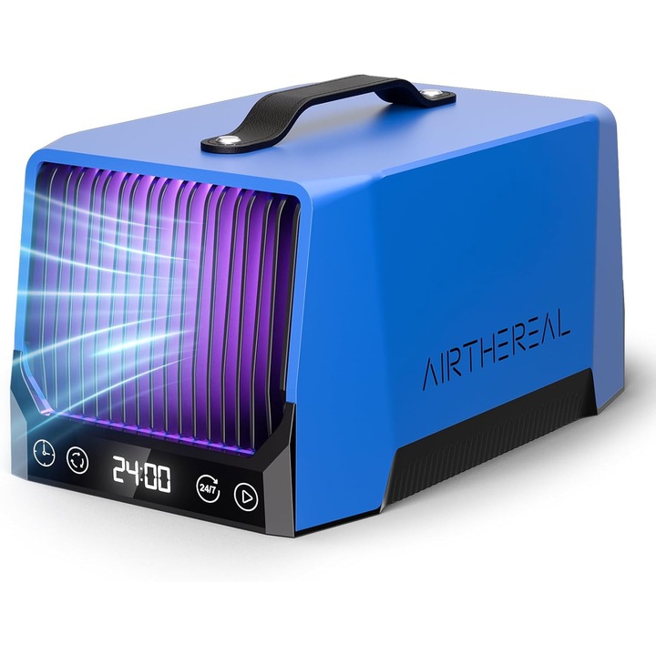 Generator profesional de ozon, 60.000 mg/h, acoperire pana la 470 m², afisaj digital, temporizator reglabil, sterilizare, dezinfectare, pentru eliminarea mirosurilor de fum, COV si animale, purificator aer pentru casa, garaj si masina, albastru