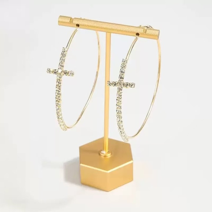 Обеци Кръгли с кристали 6 мм за жени, във формата на буквата C, хипоалергенни сребърни обеци