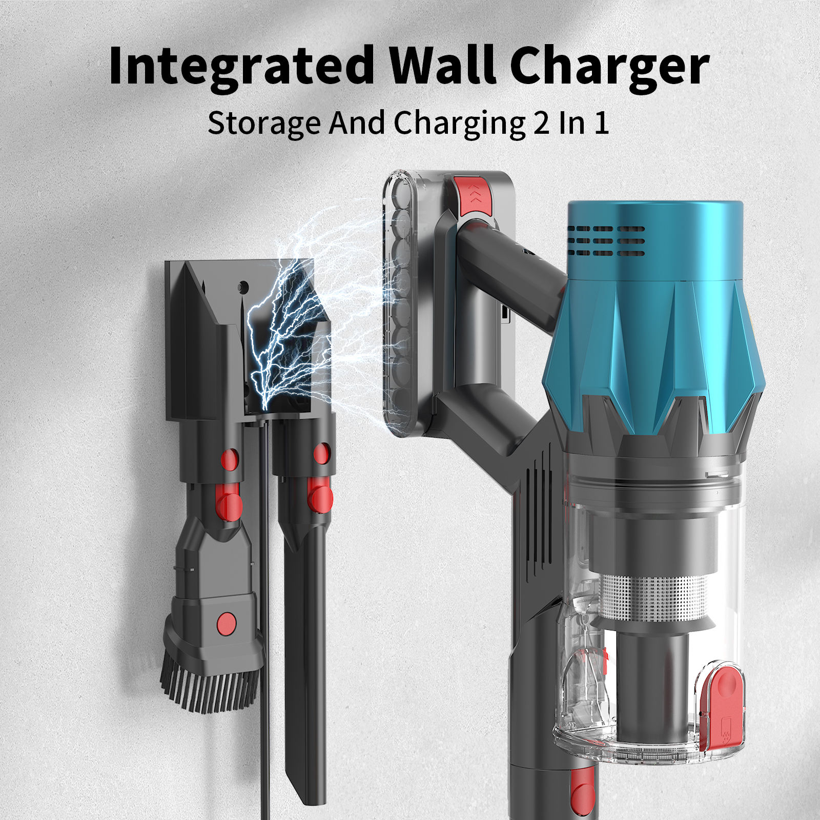 Aspirator Vertical Fără Fir YOUKUKE V18, 550W, 55Kpa, Ecran OLED Color, Autonomie 40 minute, Montare pe Perete, Alb