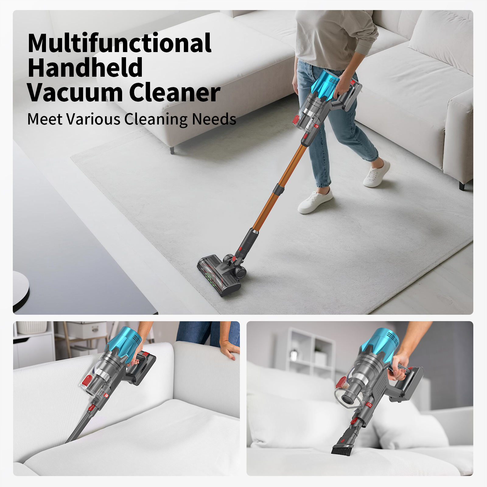 Aspirator Vertical Fără Fir YOUKUKE V18, 550W, 55Kpa, Ecran OLED Color, Autonomie 40 minute, Montare pe Perete, Alb