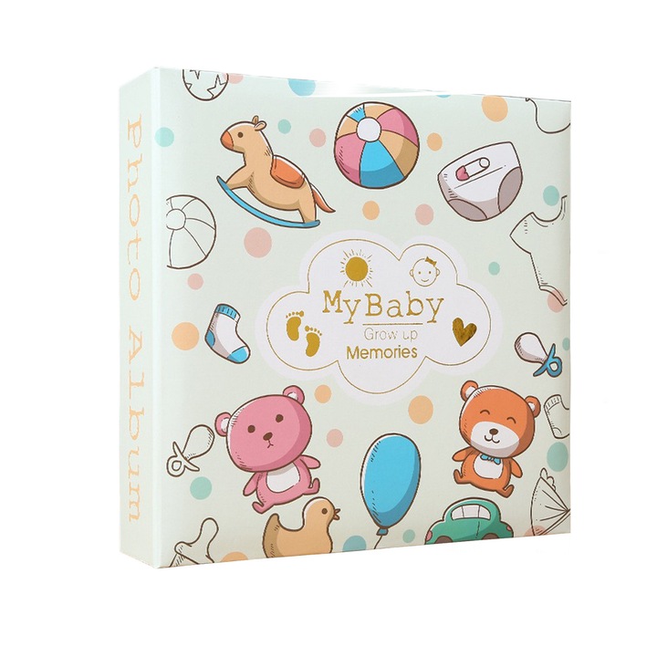 Album de amintiri pentru bebeluși, 200 poze, 22,5x22x5,5cm, "My Baby Grow up Memories"