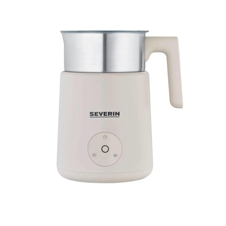 Aparat de spumare lapte Severin, capacitate 400 ml, 3 programe automate, spumare lapte cald/rece, incalzire lapte/ciocolata calda, recipient detasabil antiaderent, panou control mecanic, design minimalist, crem