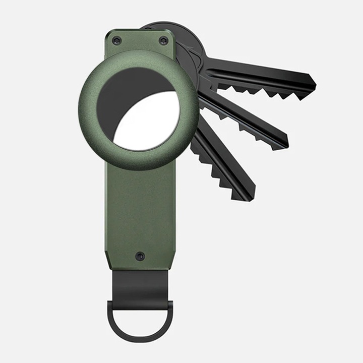 Kulcstartó alumíniumötvözetből, 2-6 kulcshoz, katonai zöld, 8.5x2x2cm