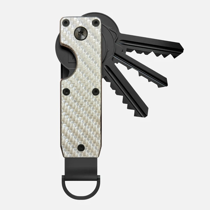 T5 alumíniumötvözet kulcstartó, 2-6 kulcs, szénszálas ezüst, 8.5x2x2cm