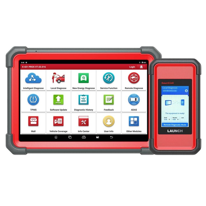 Professzionális autóvizsgáló, Launch X431 PRO 5 Smart Linkkel, 10.1 hüvelykes kijelző, Android 10.0, 4 GB RAM + 64 GB tárhely, ECU kódolás, kétirányú vezérlés, többmárka diagnosztika, 39+ speciális funkció, ADAS, CANFD, DoIP, 6300 mAh akkumulátor, 2 év in