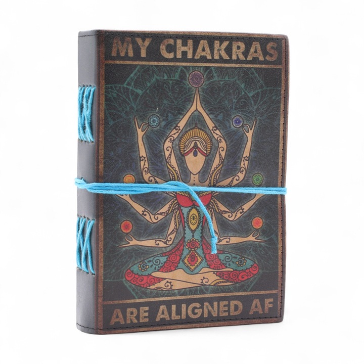 Agenda din Piele de 200 Pagini (18x13 cm) – My Chakras / Carnet Creativ pentru Notite, Inspiratie si Reflectie / Jurnal pentru Creativitate si Idei