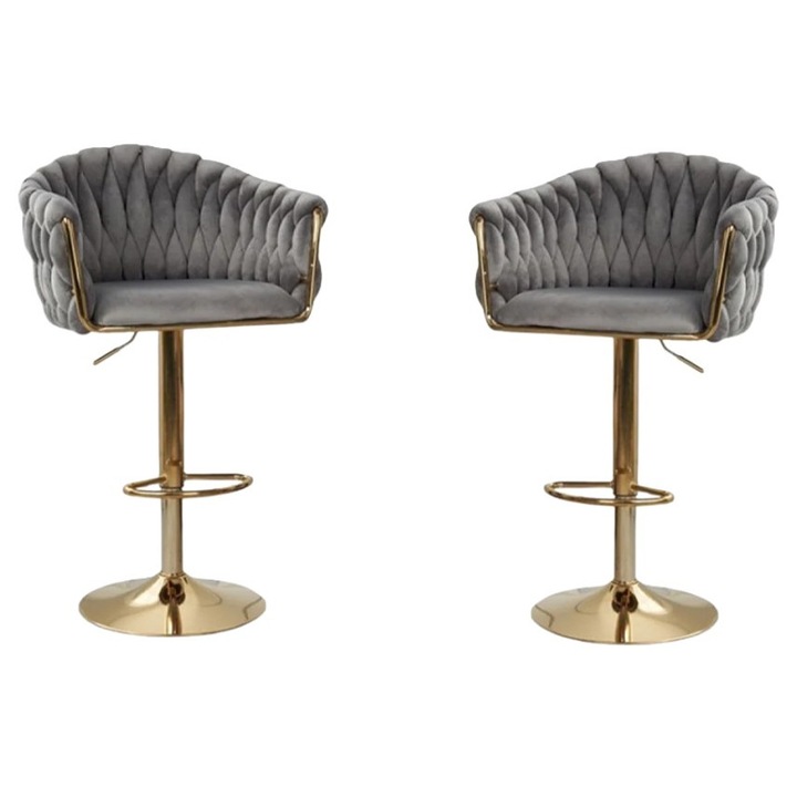 Set 2 Scaune de Bar KJC362 Gri