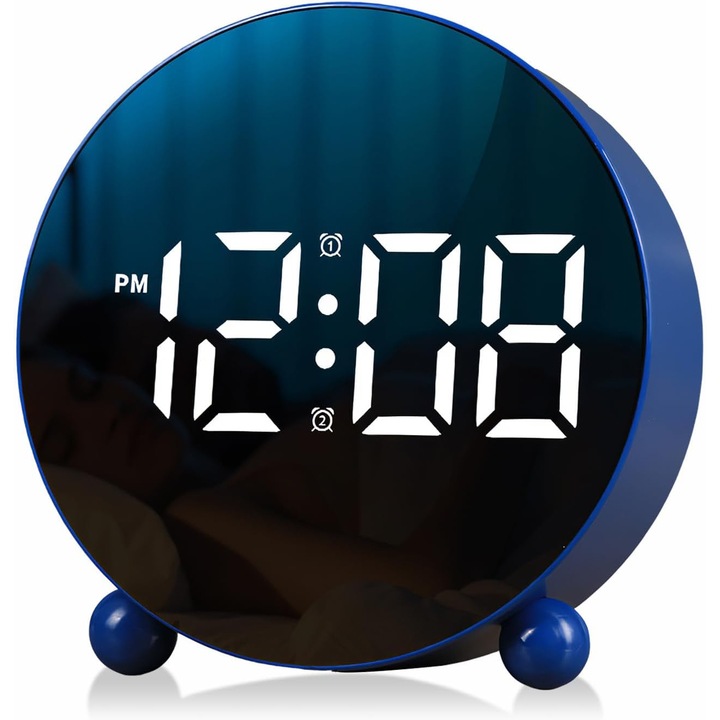 Digitális ébresztőóra LED kijelzővel, 2 ébresztő, 3 fényerő szint, elegáns design, kis méretek