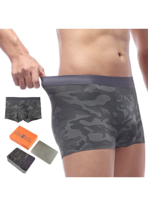 Boxeri barbati cu model camuflaj, Gri inchis