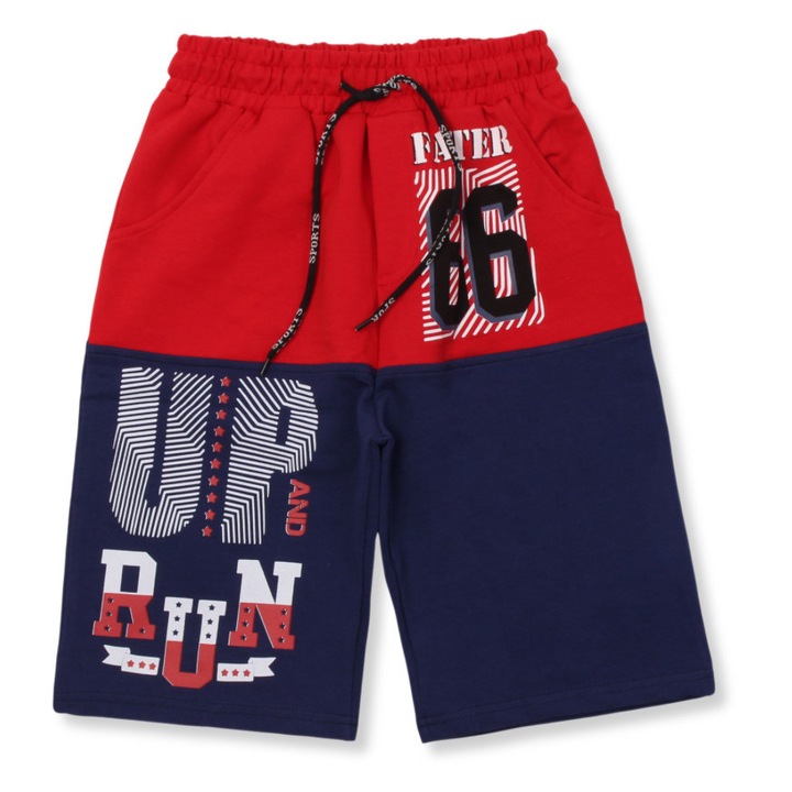 MODKIDS gyerek rövidnadrág, légáteresztő pamut, rugalmas derék, piros, Fekete