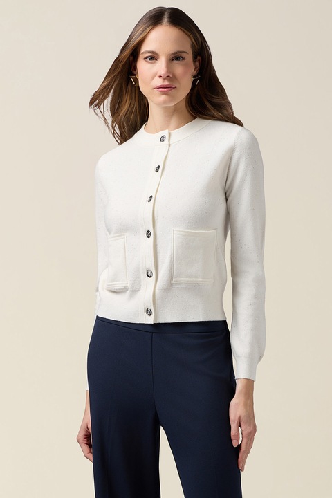 Oltre, Cardigan cu nasturi si buzunare, Alb