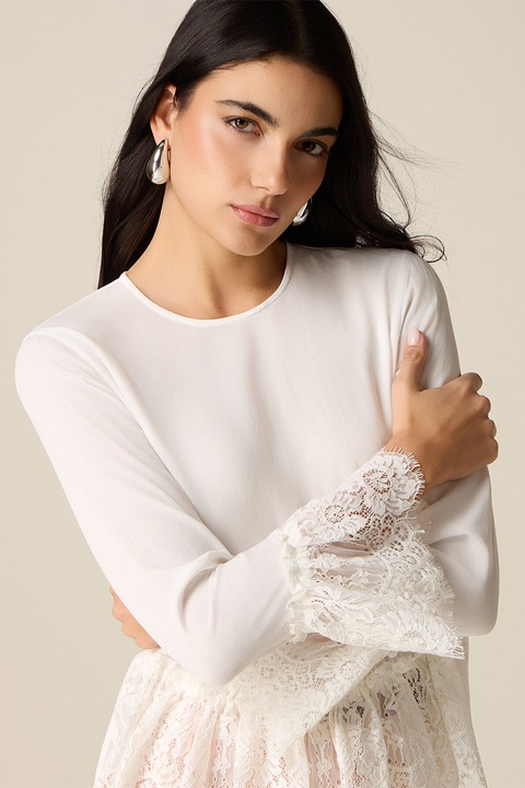 Oltre, Bluza cu garnitura de dantela, Alb