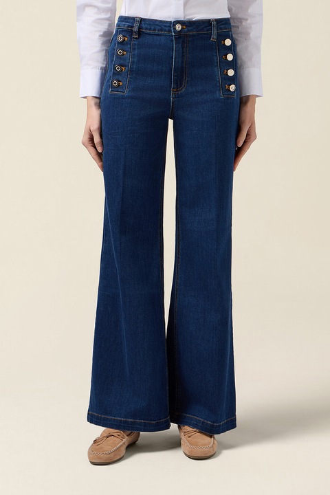 Oltre, Blugi evazati cu nasturi laterali, Albastru inchis