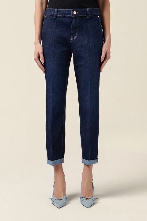 Oltre, Blugi crop cu croiala dreapta, Bleumarin