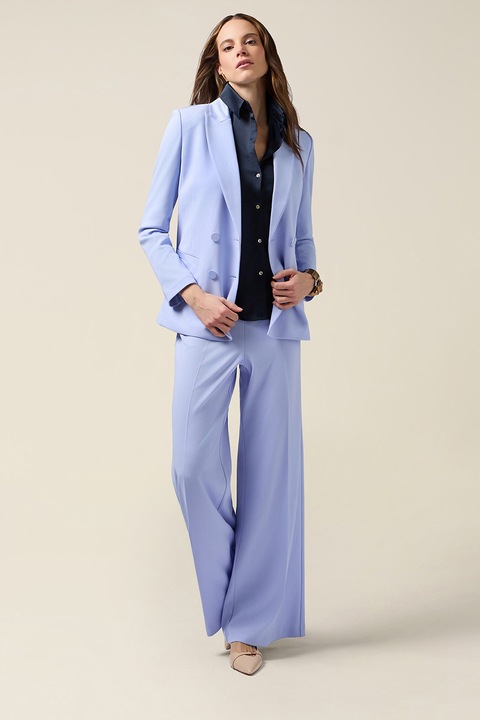 Oltre, Pantaloni palazzo cu detalii pensa, Albastru azur