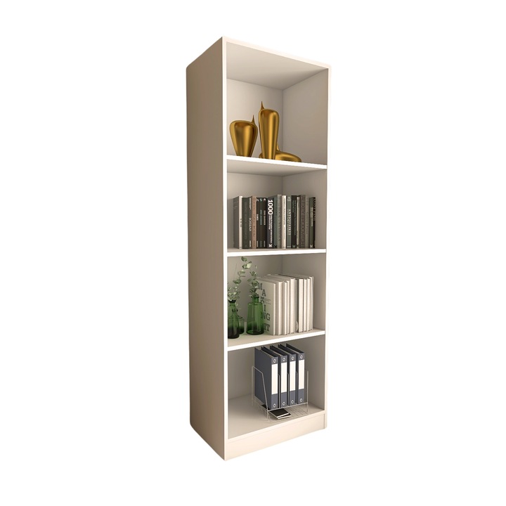 Biblioteca Living, H150 x A30 x L80 cm, Culoare Alb, Pal 18mm