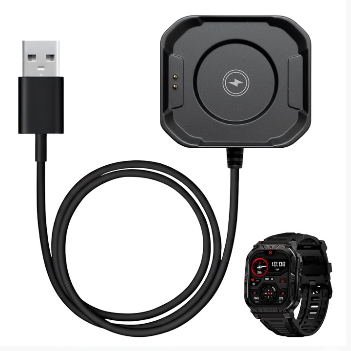 Incarcator USB pentru Smartwatch, viteza rapida de incarcare, design elegant, dimensiuni compacte