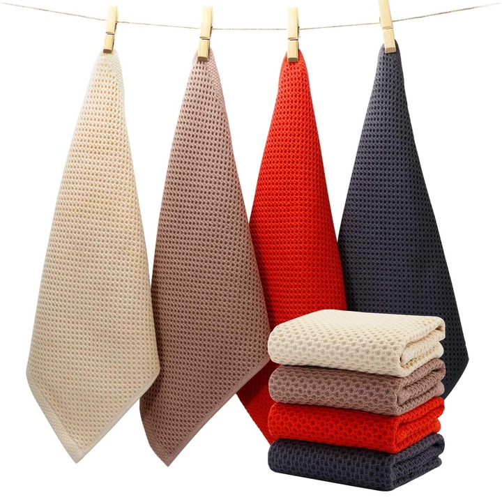 Set de 4 prosoape din bumbac pentru curatare si uscare vase, 33x33cm, multicolor