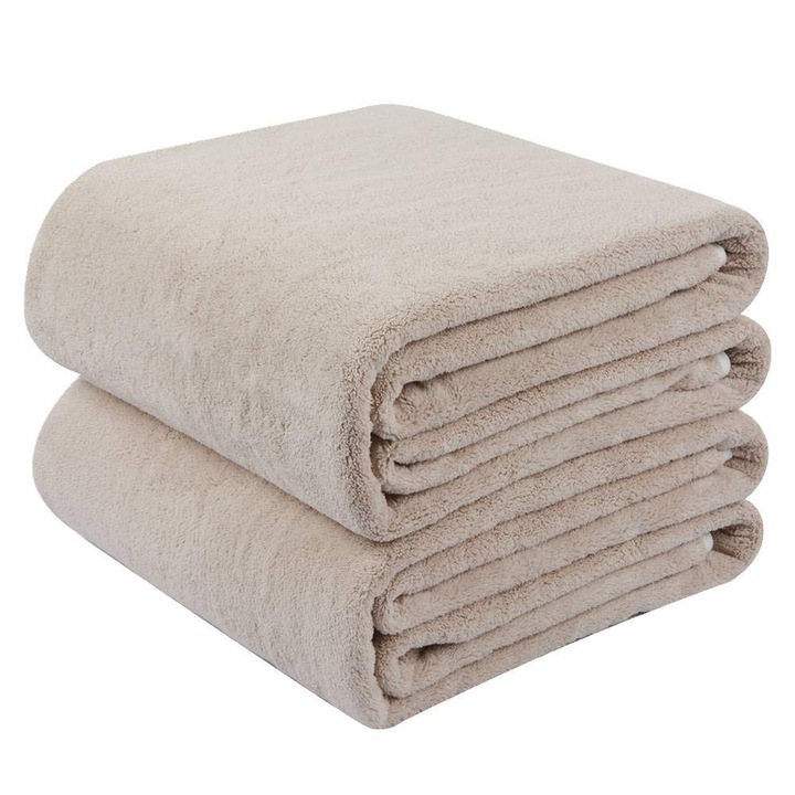 Комплект от 2 кърпи от микрофибър, 90x170см, бежови, абсорбиращи и леки