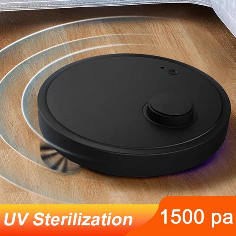 Aspirator robot multifunctional, curatare uscata si umeda, sterilizare UV, negru