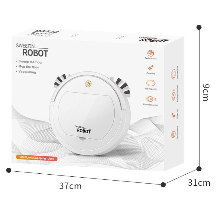 Aspirator robot, anti-coliziune, anti-cadere, moduri multiple, alb