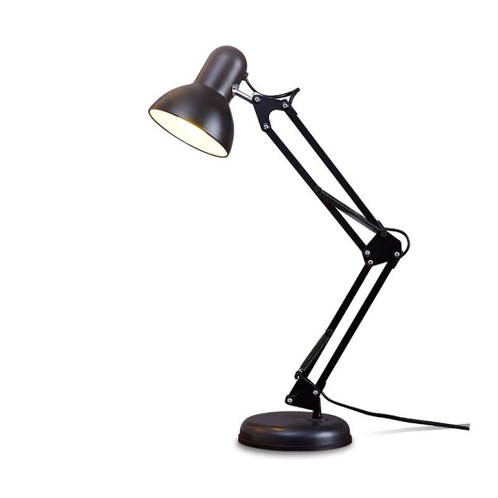 Lampa de birou UN CLASSIKE, metal lacuit, inaltime 60cm, cu brate articulate, pentru bec E27 pana la 40W