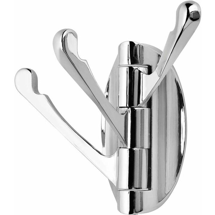 Cuier din otel inoxidabil, cu 3 brate pliabile, cromat, rotire 180°, pentru baie, bucatarie, set