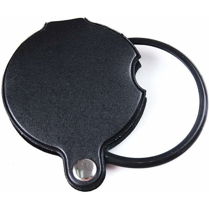 Lupa portabila 60mm, 5x, cu husa din piele sintetica, pliabila, neagra