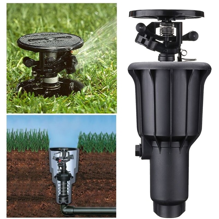 Aspersor automat pentru irigatii, 1/2 inch, negru, din plastic