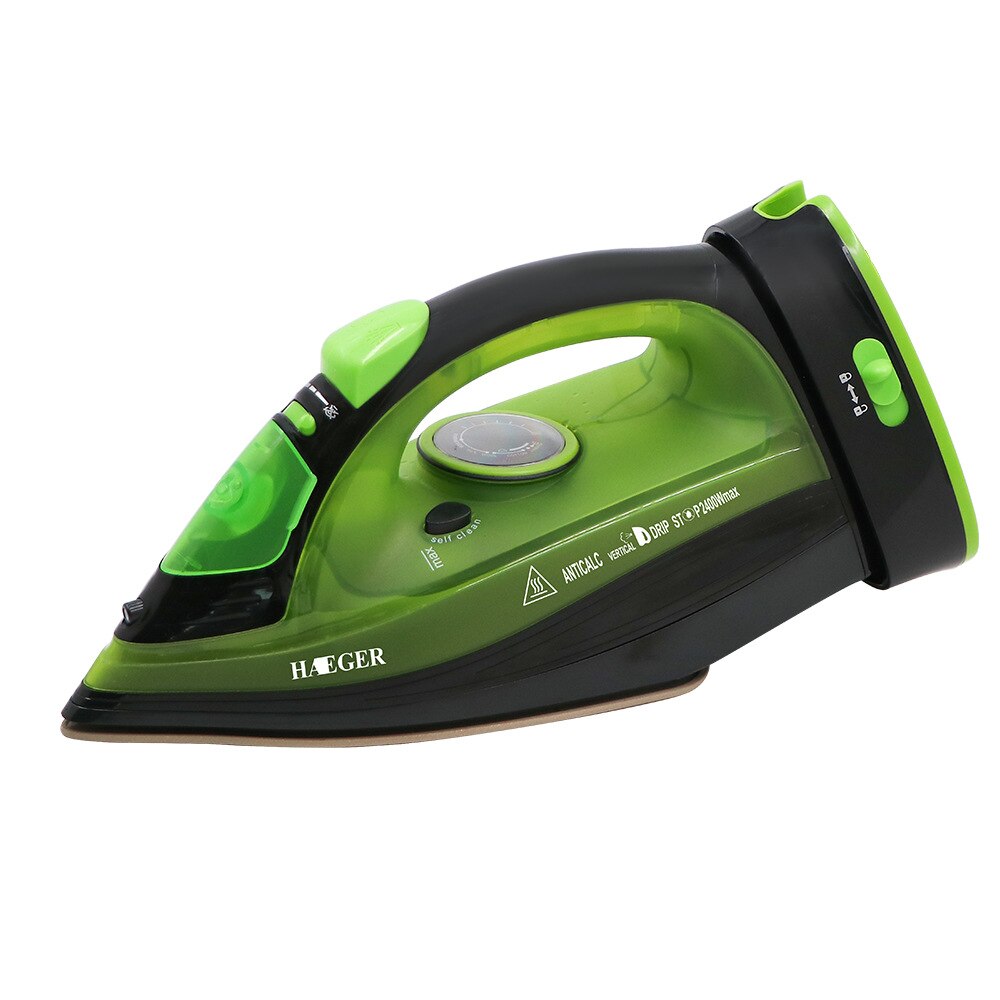Fier de calcat cu abur, verde, 2400W, capacitate 350ml, set cordat si fara fir