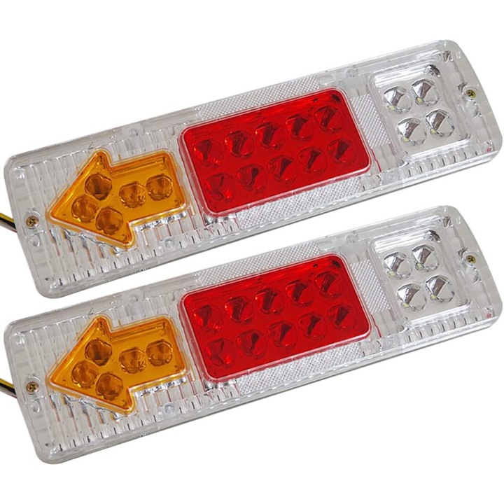 Set 2 becuri LED pentru lumini de spate, rosii, 12V, 19 LED-uri, impermeabile, pentru camioane, remorci, dimensiuni 29.5x8.7cm
