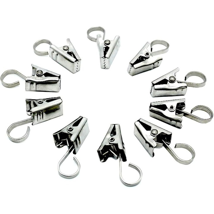 Set de clips din otel inoxidabil pentru perdele, 30 buc, accesorii perdele si draperii