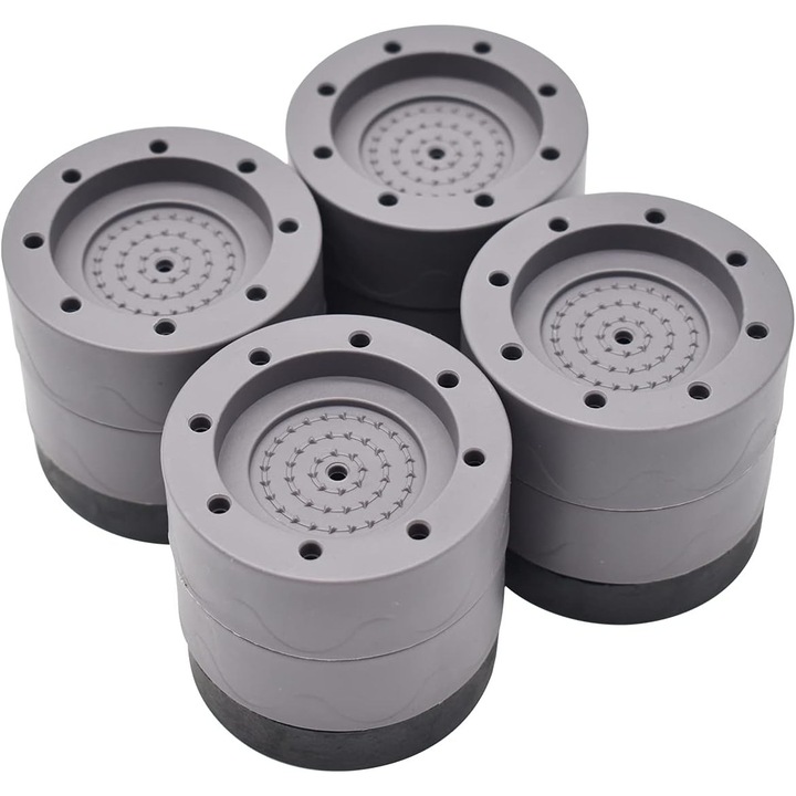 Picioare anti-vibratie pentru masini de spalat, set de 4, baza universala, amortizor de zgomot, gri, 6 cm