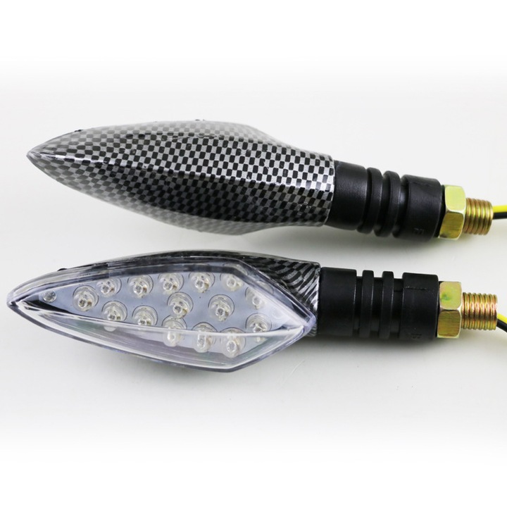 Motor irányjelző szett, 2 borostyánsárga LED, vízálló, könnyen felszerelhető, univerzális, 12V DC