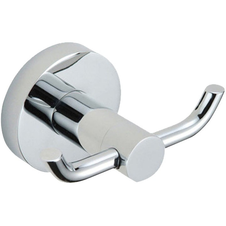 Rozsdamentes acél akasztók dupla horoggal, 10 kg teherbírás, króm felület, készlet