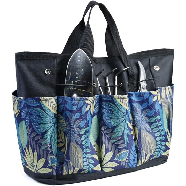 Kerti szerszámtáska, rendszerező zsebekkel, 8 mély zseb, 6 téglalap alakú zseb, többszínű, könnyen hordozható